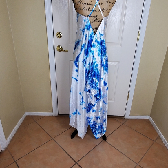SHAHIDA PARIDES GLACIER White and blue SKY AZURE TIE DYE SCARF DRESS - Picture 7 of 14